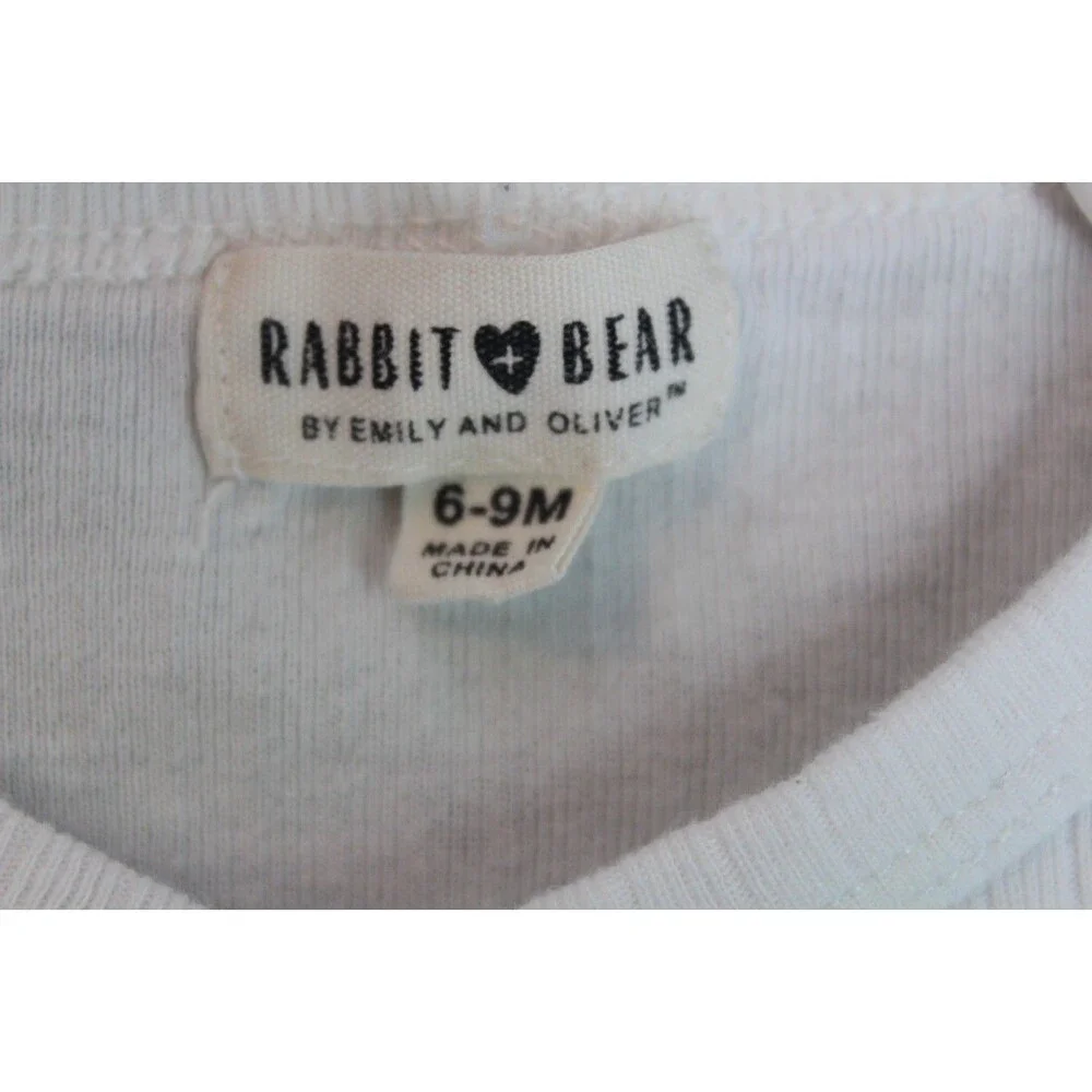 Rabbit & Bear One Piece Long Sleeve Bodysuit White Button Baby Size 6-9M